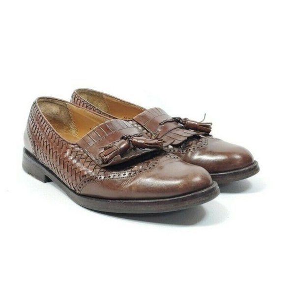 Mezlan Alicante Kiltie Tassel Woven Loafers Men's Size 9 Brown Leather - Picture 2 of 8